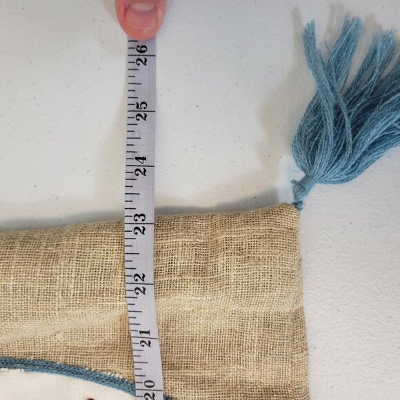 Rectangular Boho Multicolor Mosaic Beige Burlap Blue Tasseled Pillow Sham Cover - Picture 11 of 12